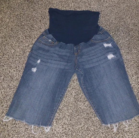 Indigo Blue Maternity Shorts - Picture 1 of 3